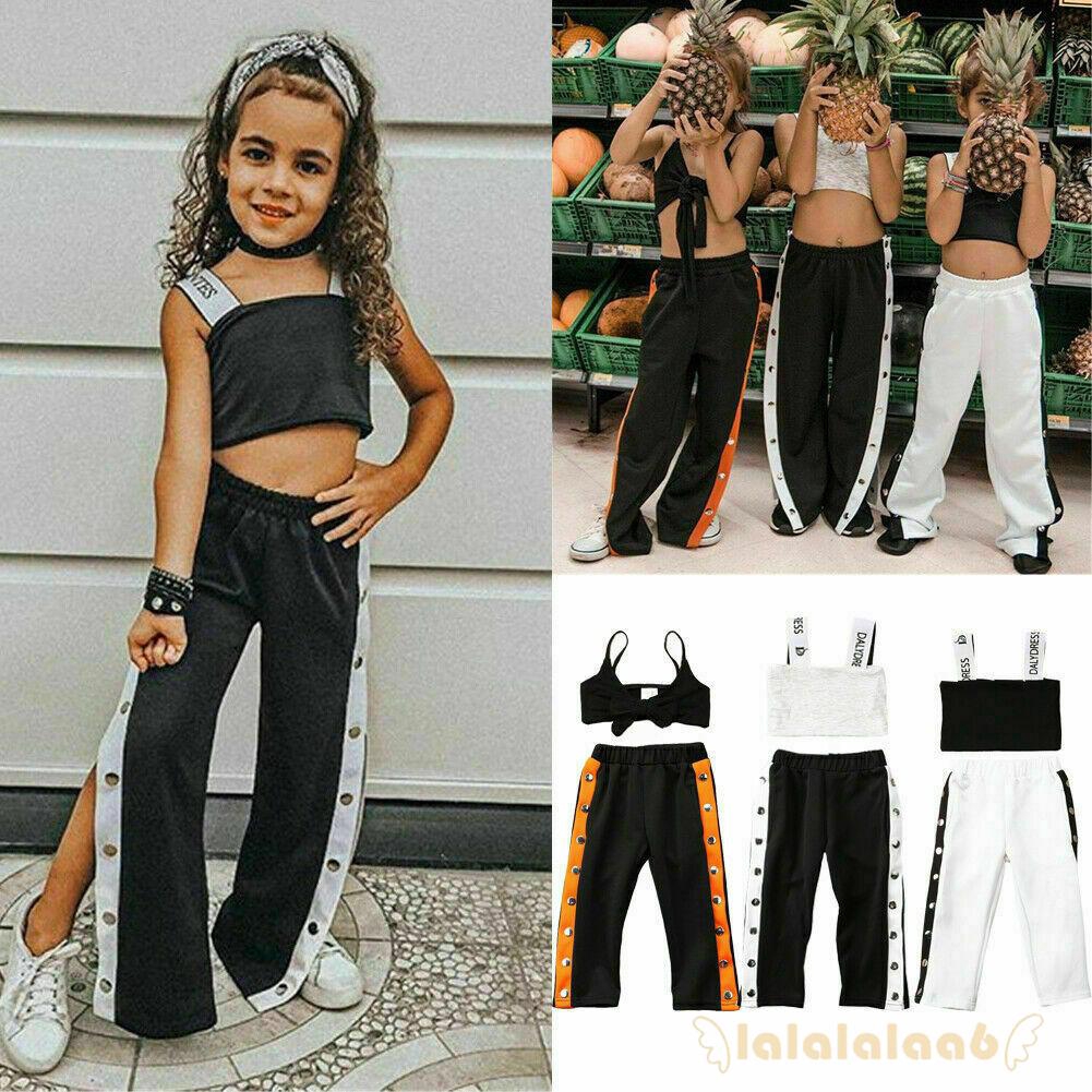 Set Áo Croptop 2 Dây+Quần Dài Cho Bé Gái