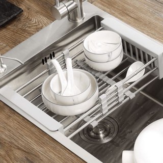 Kệ Inox Gác Bồn Rửa Chén Bát Đa Năng PANORAMA Kéo Dãn Linh Hoạt, Khay Innox Gấp Gọn, Gía Innox Gác Bồn Rừa Bát