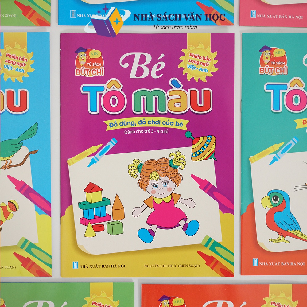 Sách -Tập Tô Màu Cho Bé Từ 3 - 4 Tuổi 8 Quyển Tô Màu Song Ngữ Anh - Việt