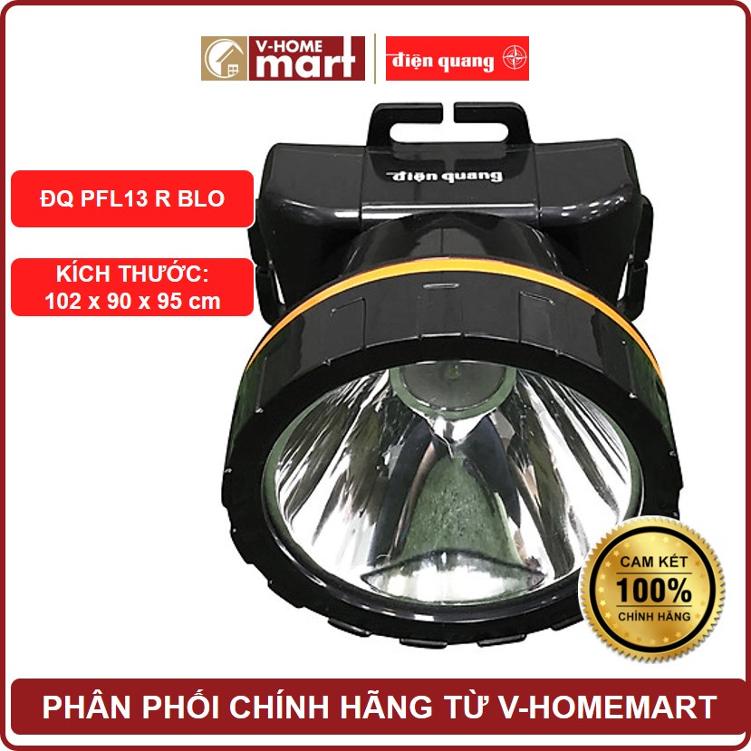 Đèn pin đội đầu Điện Quang ĐQ PFL13 R BLO (Pin sạc, Đen-cam, 1W) tiết kiệm điện năng - Phân phối chính hãng Vhomemart