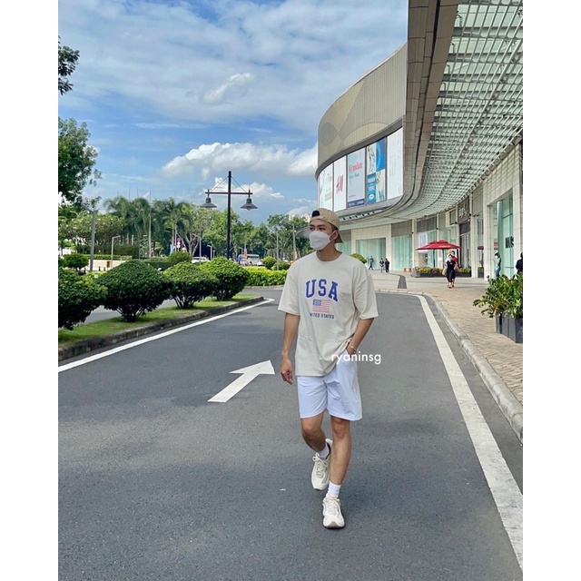 RYAN - Áo thun nam USA ngắn tay vải cotton thương hiệu RYAN form rộng phong cách Hàn Quốc