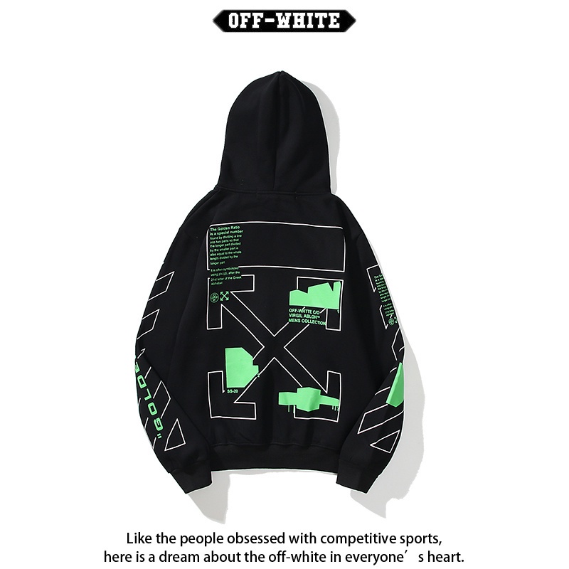 Áo hoodie Off-White lót nhung Plus Size thời trang năng động cho nam nữ