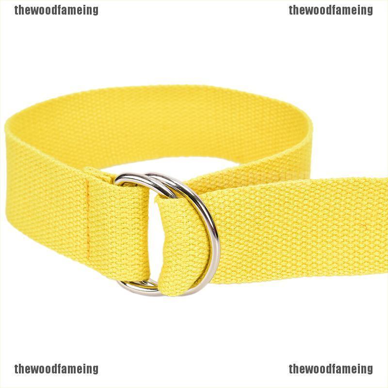 (meing)Unisex Casual Double D-Rings Nylon Canvas Stripes Buckle Waistband Outdoor Belts #8