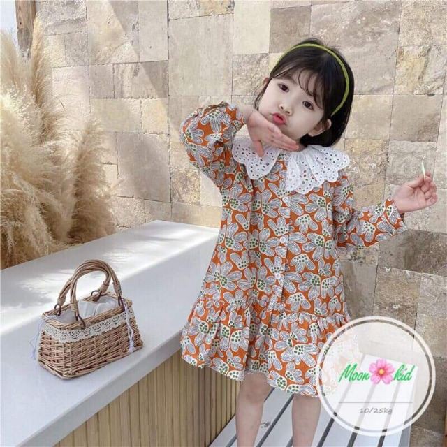 Đầm bé gái hoa ren cam 9-25kg KBSV68