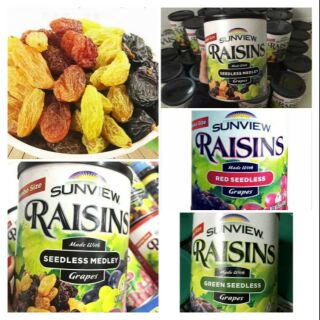 Nho khô Mỹ không hạt hộp ( vàng , xanh , đỏ ) và nho đỏ hàng loại 1