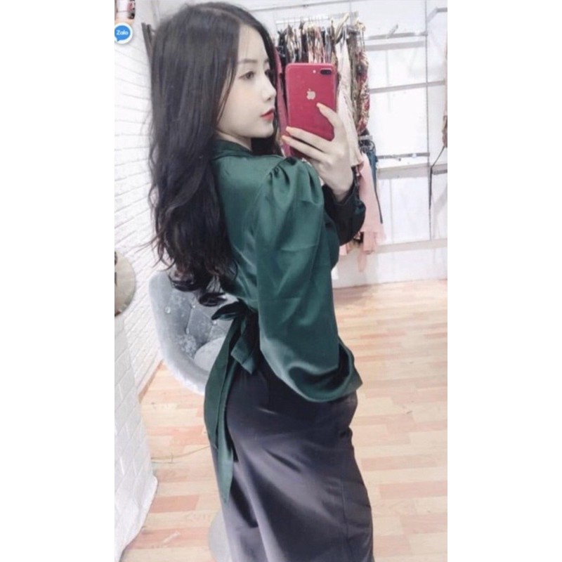 [ Mã WASTAPR giảm 10K đơn 50K] Áo sơ mi lụa nữ buộc eo cao cấp [XEM CLIP Ạ] mặc nhiều kiểu