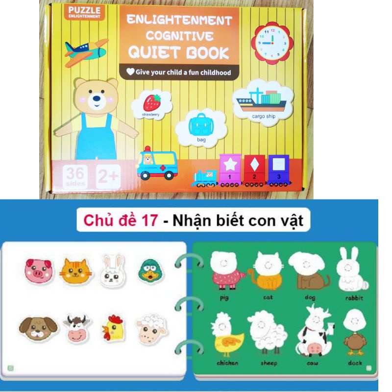 Học liệu bóc dán Montessori 17 chủ đề sách bóc dán thông minh loại cao cấp
