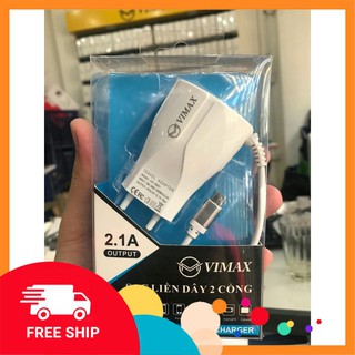 Bộ sạc 2A liền dây hỗ trợ 2 cổng usb 3 in 1 vimax