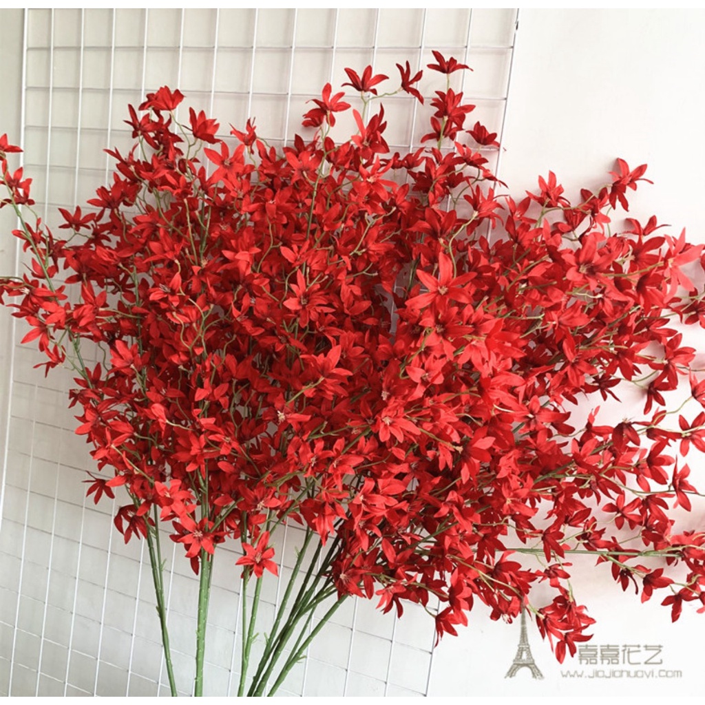 Hoa tử đinh hương giả bằng lụa, hoa phong lan rủ trang trí nội thất