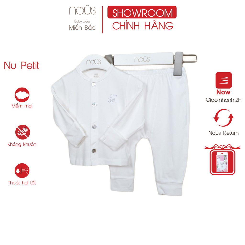 [Mã FARSBR242 giảm 15% đơn 99K] Bộ sơ sinh Nous - Bộ cài thẳng newborn Nous pettit trắng sơ sinh trắng cáo