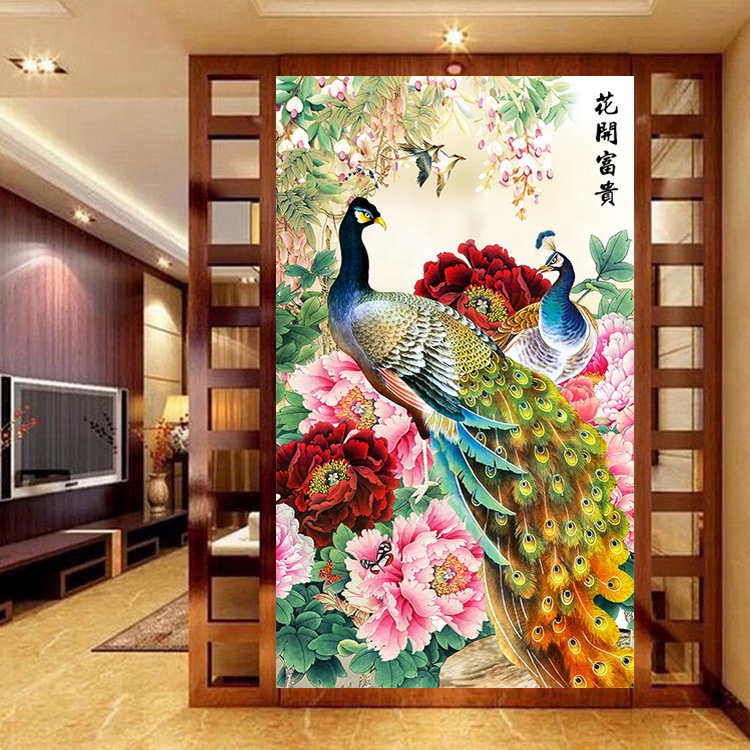 Bộ Tranh Đính Đá 5D Tự Làm Hình Chim Công Phong Cách Mới