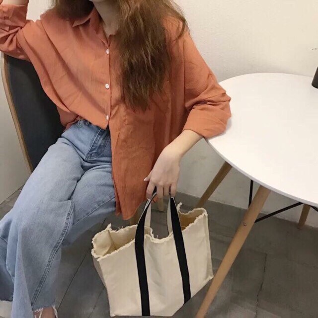 Áo sơ mi cam đất ko túi hot tren