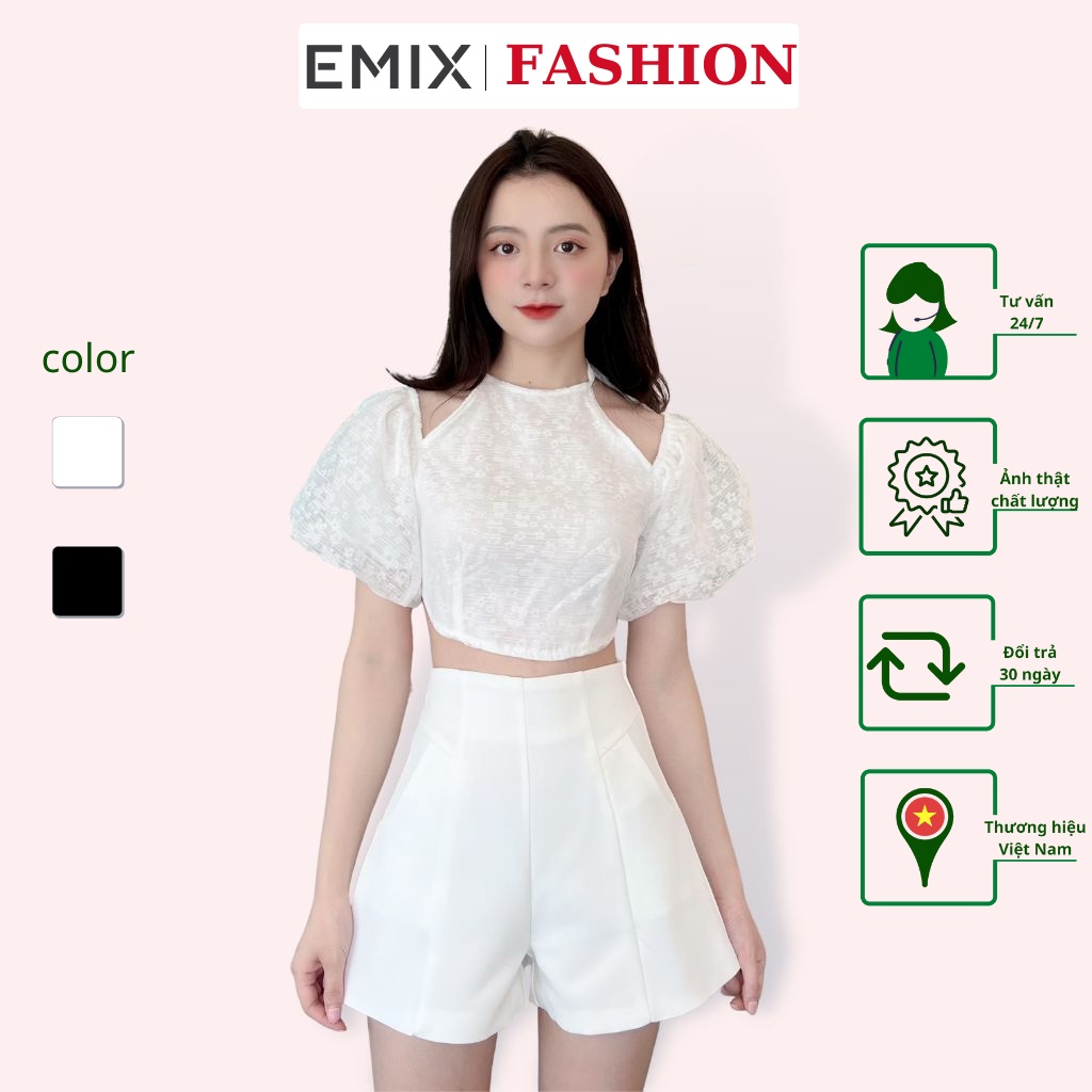 Quần short trơn EMIX (2 màu), basic, dáng ngắn, cạp cao, khóa sau, chất ruby mềm 9960