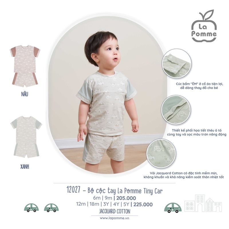 [La pomme] Bộ cộc La Pomme Tiny care cho bé 6m-5y