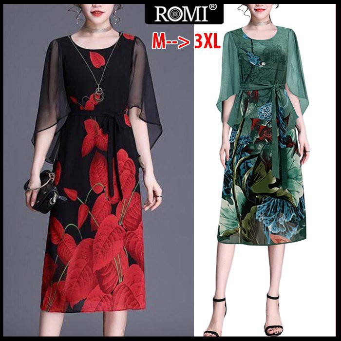 ROMI - THỜI TRANG U50-60, ĐẦM DỰ TIỆC TRUNG NIÊN DÁNG DÀI VOAN HOA - ĐẦM TRUNG NIÊN ĐẸP  3269 3205 3285 3265 3304 3327