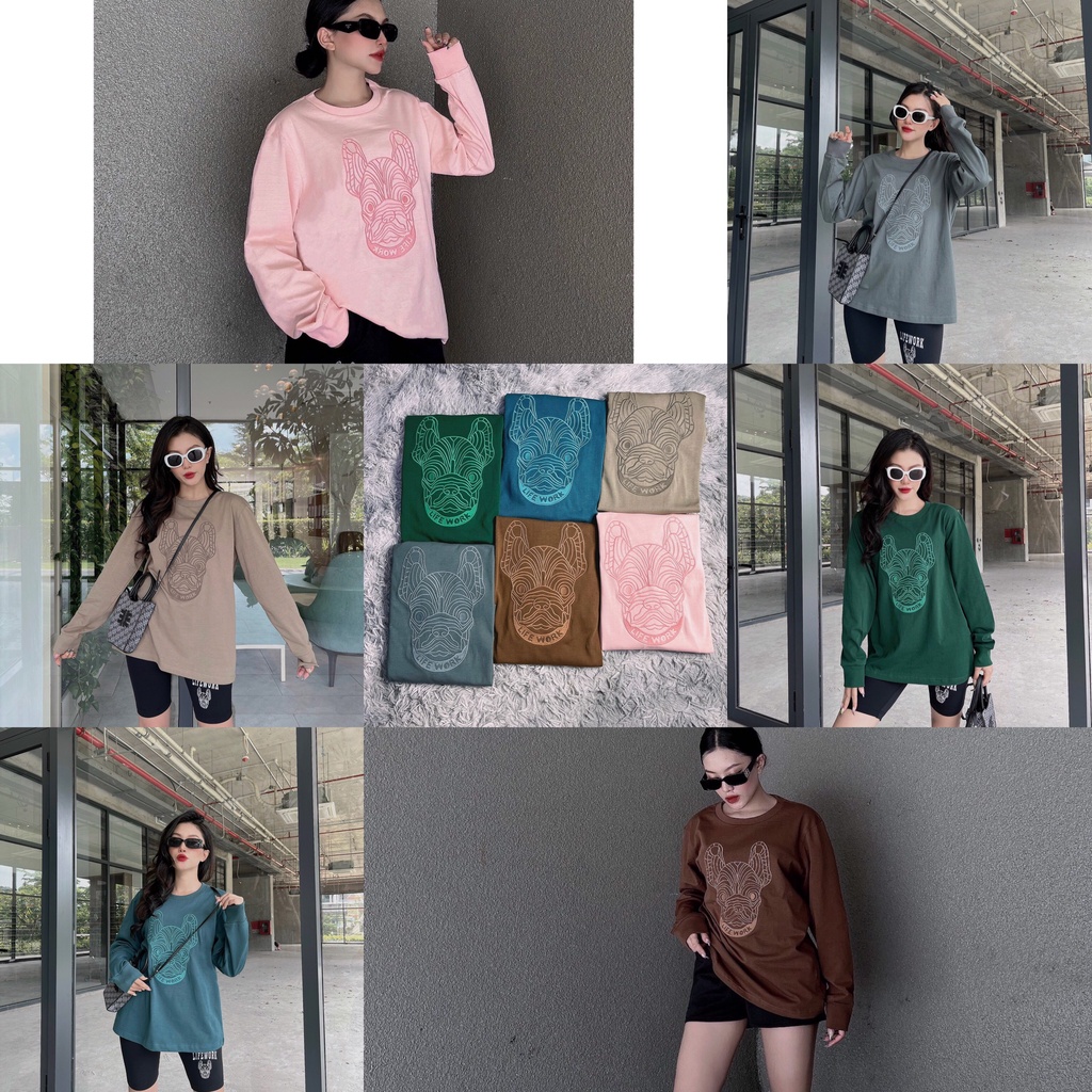 Áo tay dài Life// work Logo hình thêu chất cotton Size S M L FULL TAG CODE HÀNG SẴN/ẢNH THẬT
