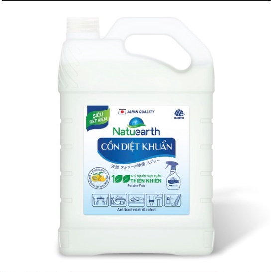 Cồn diệt khuẩn Natuearth Can 3,8kg - Ức chế vi khuẩn SA®s-C0√-2 (Chất lượng Nhật Bản)