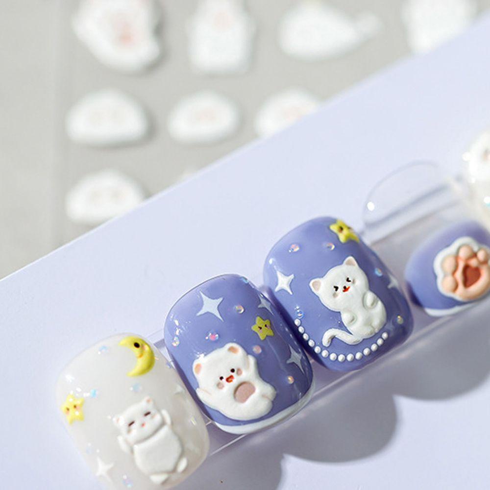 Miếng Dán Trang Trí Móng Tay Hình Mèo / Gấu Hoạt Hình Xinh Xắn