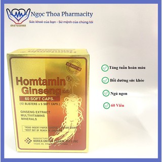 Homtamin ginseng hộp 12 vỉ x 5 viên nang mềm