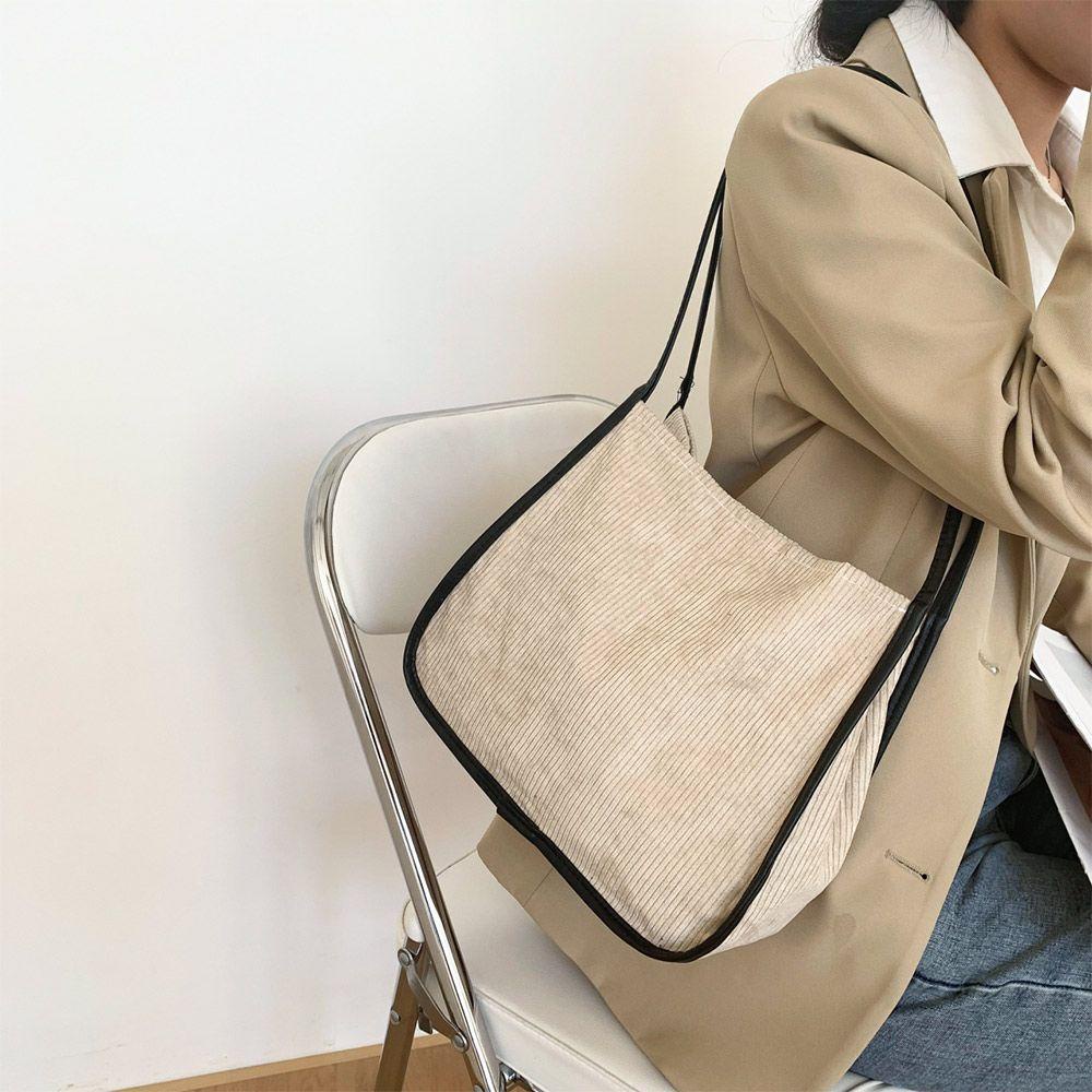 Túi Tote Đeo Vai Cỡ Lớn Chất Liệu Nhung Kẻ MIHAN1 Cho Nữ