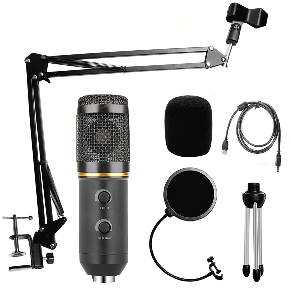 BM800 condenser microphone USB microphone computer recording microphone with tripod，Multifunctional Wired Cardioid Mic