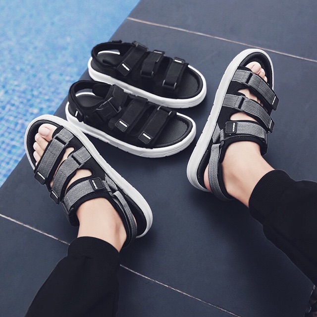 Dép Nam Sandal quai ngang, đế cao su mềm, quai dù, tùy chỉnh quai, đế được khâu chắc chắn.
