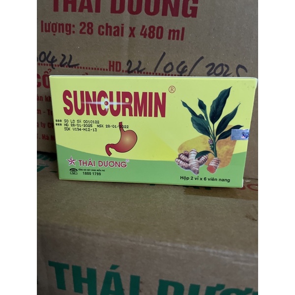 Viên nang SUNCURMIN viêm loét dạ dày, hành tá tràng, ợ hơi, ợ chua, bụng đầy trướng, đau tức thượng vị