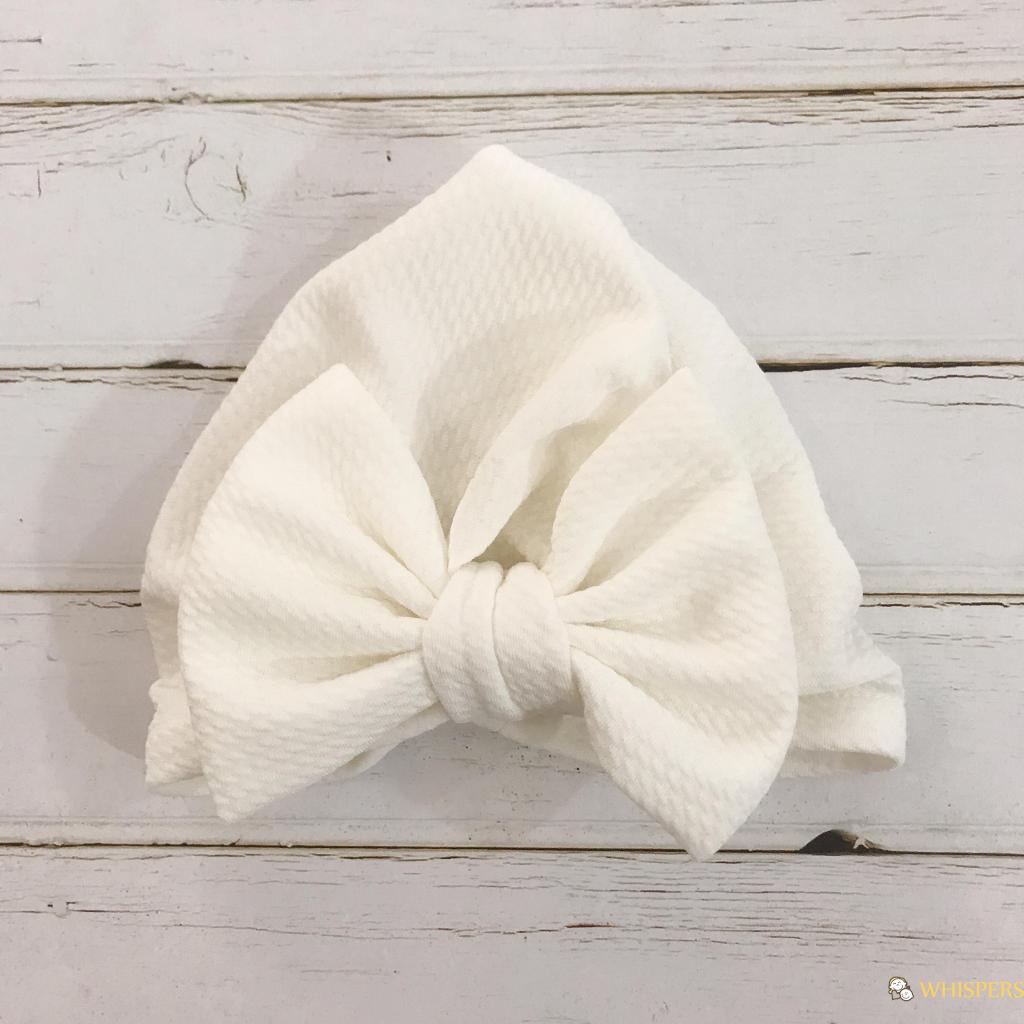 Mũ beanie cotton pha màu trơn đính nơ dễ thương cho bé gái