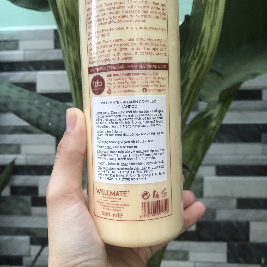 MẪU MỚI 2021 Dầu gội chống rụng, kích thích mọc tóc Wellmate Vitamin Complex Anti-Hair Loss Shampoo 500ml