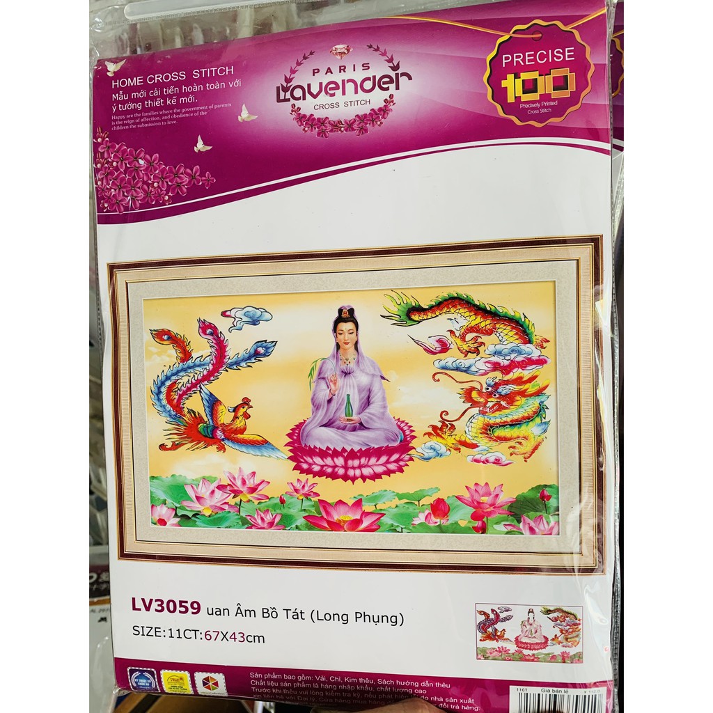 Tranh thêu chữu thập Mẹ Quan Âm 3D LV3059