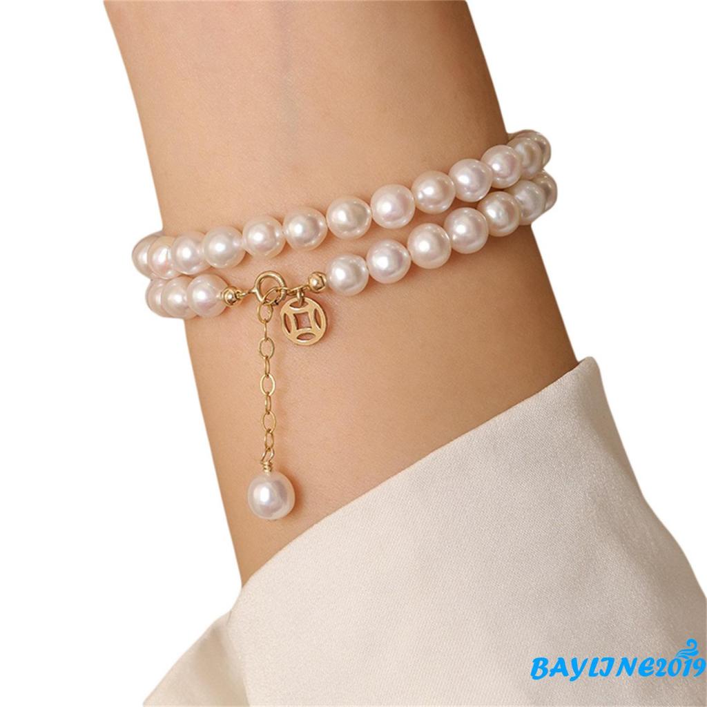 Vòng tay xâu chuỗi hạt ngọc trai có thể điều chỉnh kích thước