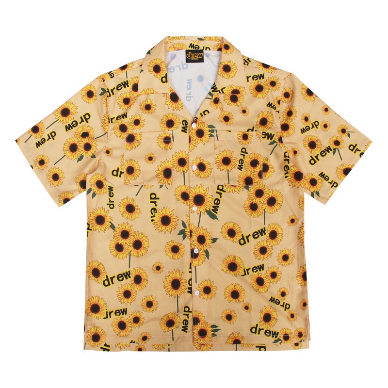 Bán Chạy Nhất D &amp; W Áo Sơ Mi Tay Ngắn In Hình Hoa Hướng Dương Mặt Cười Plus Size Unisex