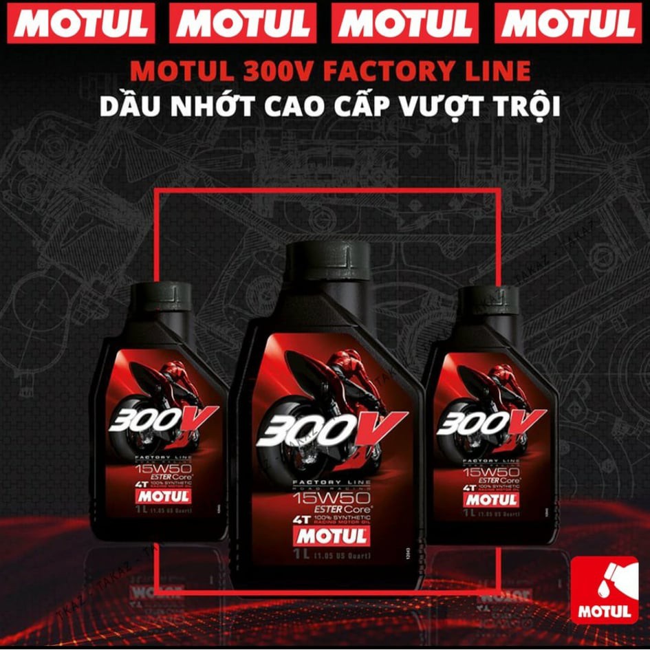 Dầu nhớt Motul 300V nhập khẩu  Pháp tem 3 lớp châu Âu | dầu nhớt FL Road racing 10W40 dung tích 1L