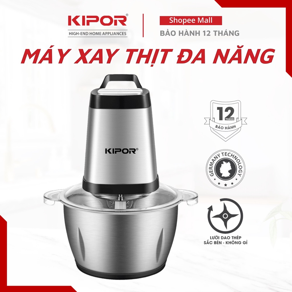 Máy xay thịt đa năng KIPOR KP-MC502 - Cối Inox 304, dung tích 2L, 4 lưỡi dao bằng thép (400W)
