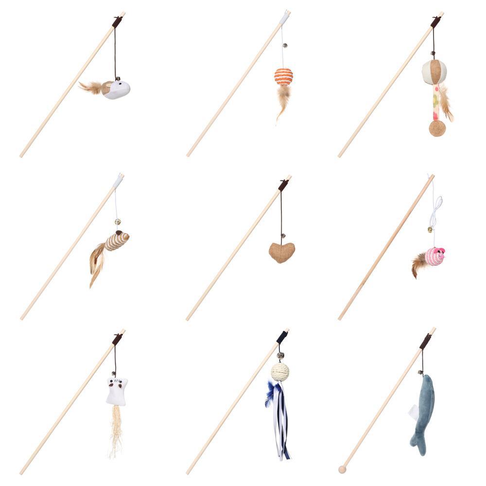 Đồ Chơi Tương Tác Bằng Gỗ Mini Phối Lông Vũ Độc Đáo Vui Nhộn Cho Mèo Cưng