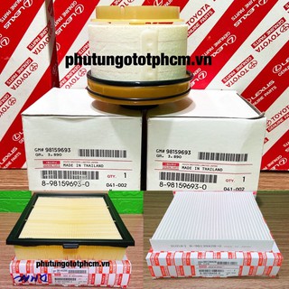 Combo lọc nhiên liệu + lọc gió máy lạnh + lọc gió động cơ Isuzu Dmax, Mux, Mu-x