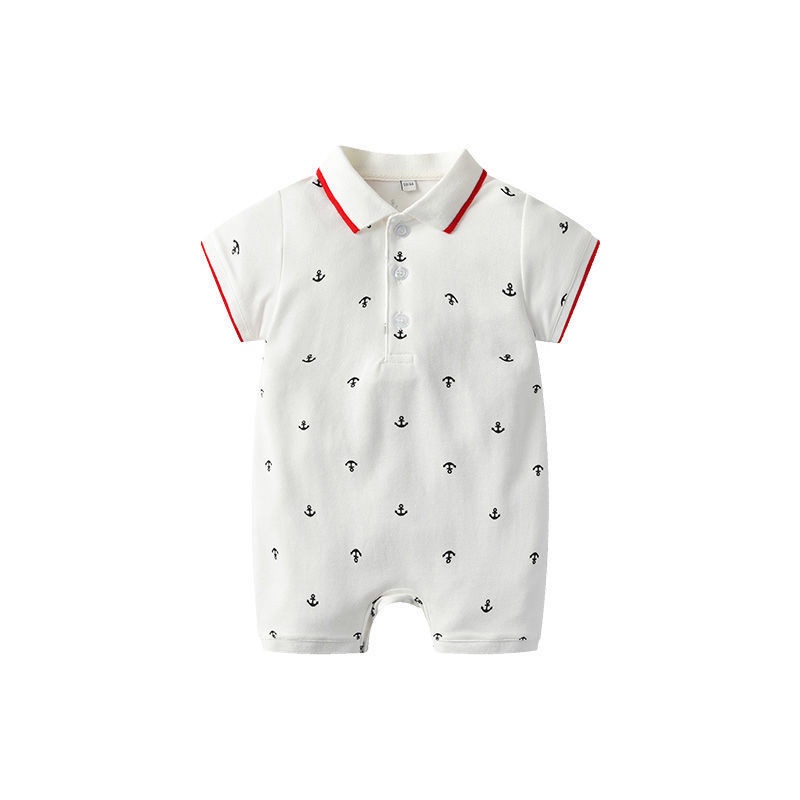 Bộ Áo Liền Quần Tay Ngắn Bằng Cotton Thời Trang Mùa Hè Phong Cách Hàn Quốc Cho Bé Sơ Sinh