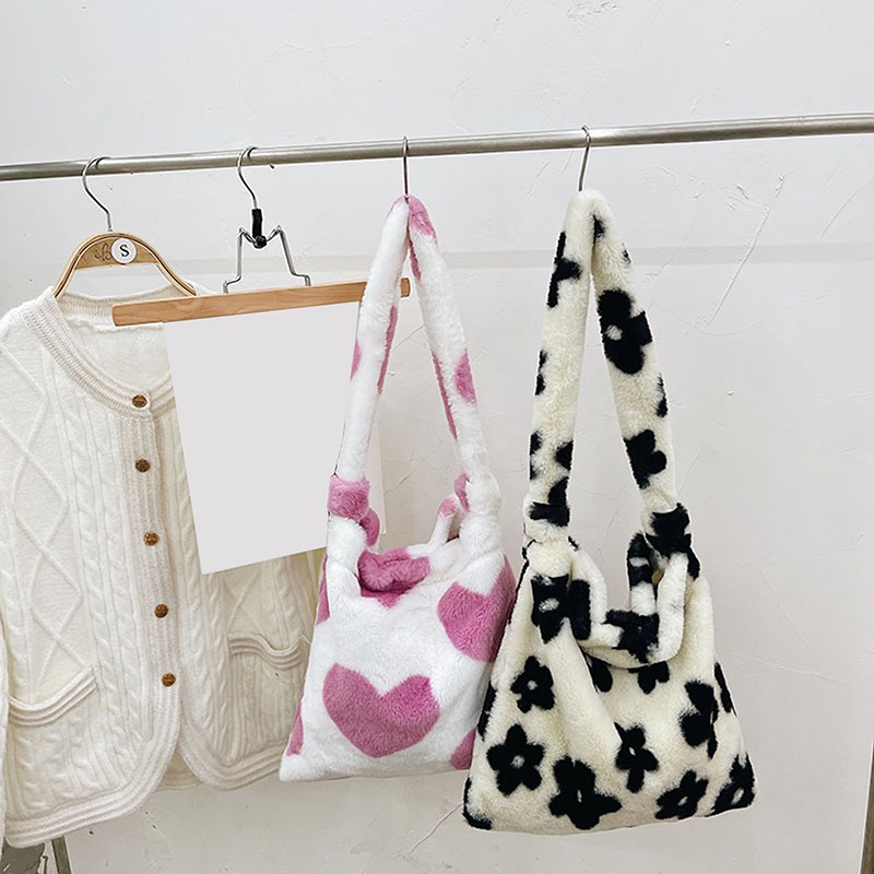 Gq999.br Túi sang trọng Fluffy Túi xách Tote Dung tích lớn Túi đeo vai nữ đơn giản