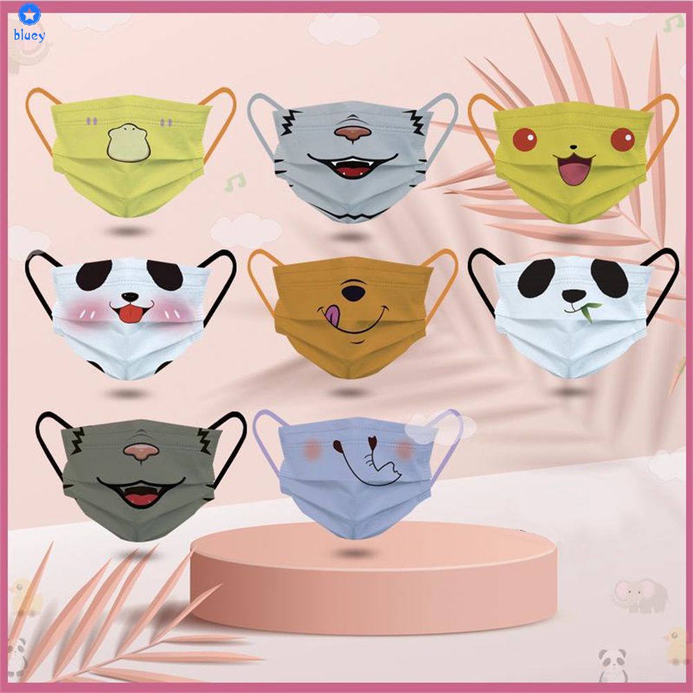 10 Cái Người Lớn Trẻ Em Bảo Vệ Mặt Nạ Ngộ Nghĩnh Hình Thú Ngộ Nghĩnh Họa Tiết Gấu Trúc Màu Xám Sói Trẻ Em Dùng Một Lần Bảo Vệ Khẩu Trang 3 Lớp Bảo Vệ mặt Nạ 【Bluey】