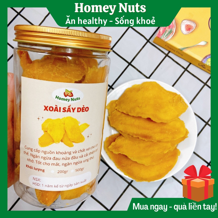 Xoài Sấy Dẻo thơm thơm, chua ngọt date mới, BST trái cây sấy dẻo Homey Nuts