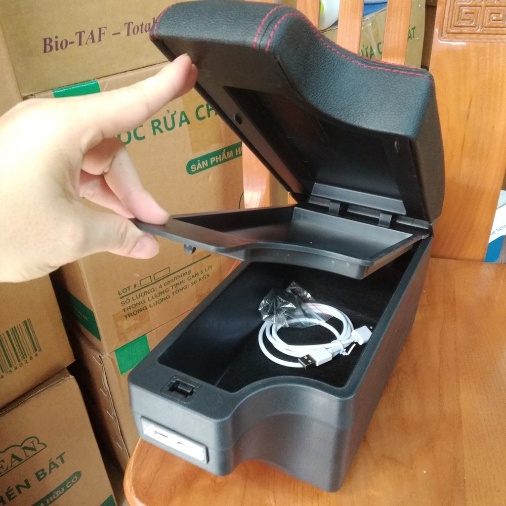 [ KO VƯỚNG PHANH TAY ] Hộp tỳ tay ô tô - Mazda 2 - DÁNG KHUYẾT - 6 CỔNG USB