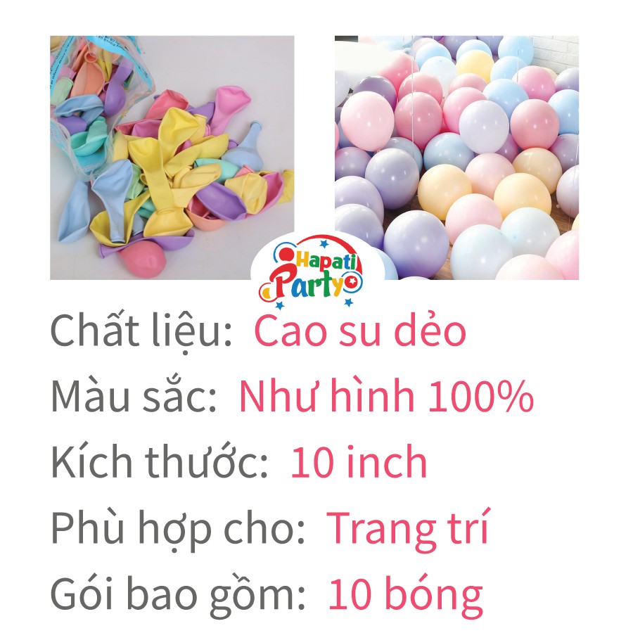 [RẺ NHẤT SHOPEE] Set 10 Bóng Pastel Macaron CỰC ĐẸP Trang trí sinh nhật - Sản Phẩm Nhập Khẩu Chất Lượng Cao - Hapati