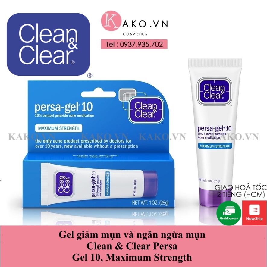 Gel giảm mụn và ngăn ngừa mụn Clean &amp; Clear Persa - Gel 10, Maximum Strength