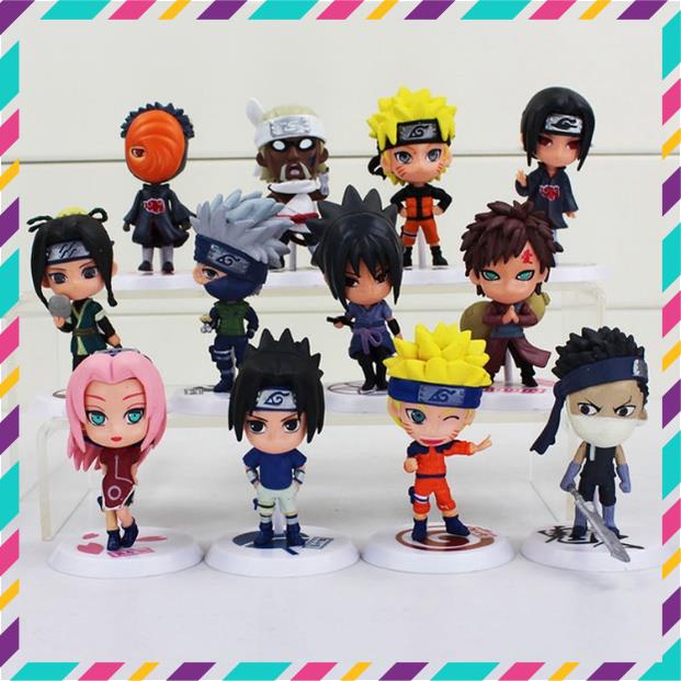 Mô Hình Naruto, Kakashi, Itachi...Bộ 12 Mô Hình ChiBi Siêu Đẹp Dễ Thương - Tượng Figure Naruto