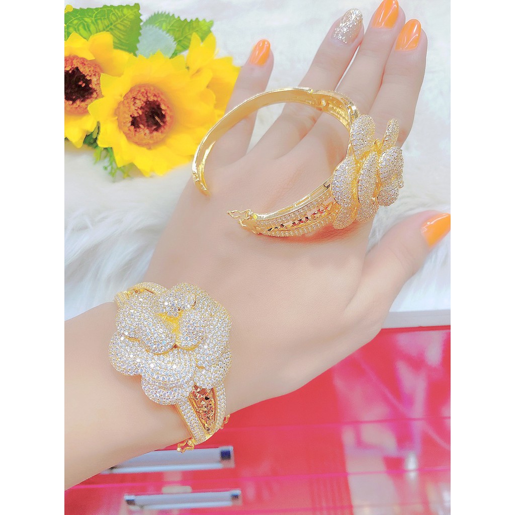 V2053239A-780 Vòng tay nữ UHA, vòng hoa hồng - lắc tay bền màu thiết kế cao cấp sáng lấp lánh