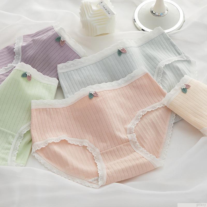 Quần lót mềm mại viền ren màu kẹo thoáng khí cho nữ