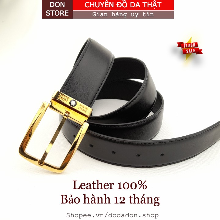 Dậy Nịt Nam Mont Da Bò Thật May Viền 3 Lớp Cao Cấp Bản Dây 3.4cm ( BH 12 THÁNG )