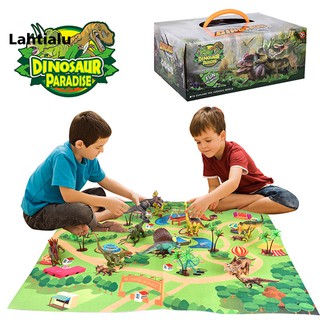 Lahtialu Funny Dinosaur Models Amusement Scene Play Mat Rug Carpet Kids Development Toy