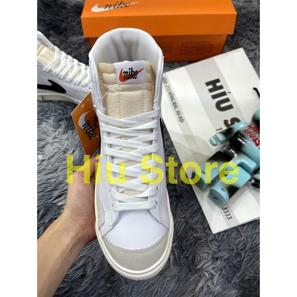 (Híu) Giầy Thể Thao Blazer 77 High Trắng Đen |Da Thật Cực Bền |Logo Chấm Đốm | Đế Khâu Bông