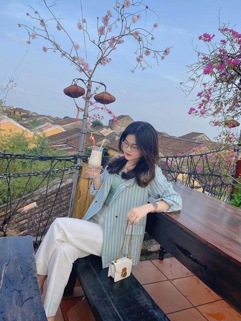 Áo Vest sọc xanh 20charm sang chảnh cá tính - chất dày dặn ảnh thật shop tự chụp | BigBuy360 - bigbuy360.vn